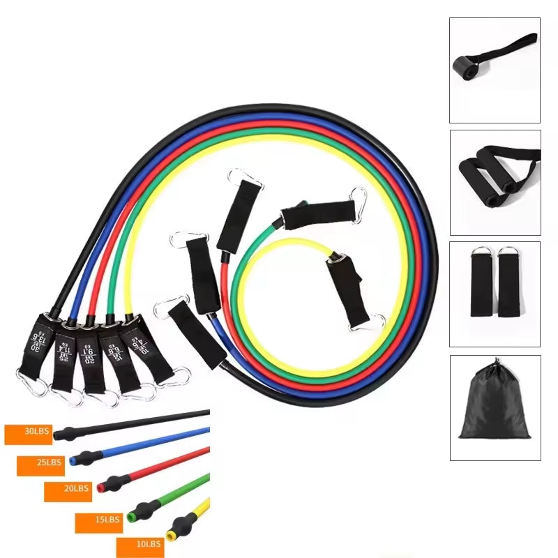 Fitness Resistance Bands Set Workout Bands with Handles Door Anchor Ankle Straps Storage Bag for Muscle Training