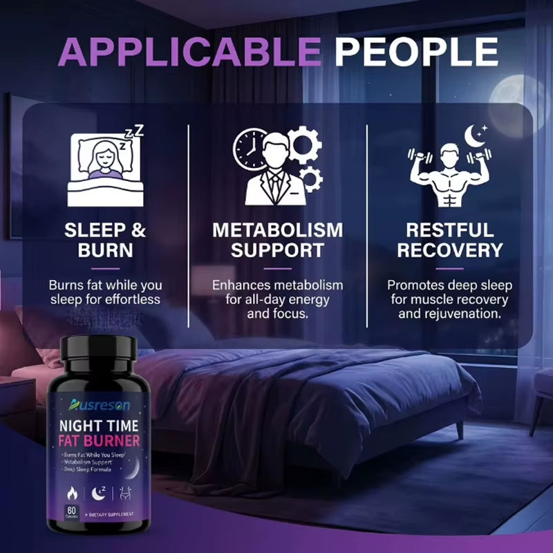 Ausreson OEM Natural Night Time Fat Burning Detox Products Weight Management Slimming Supplements Herbal Fat Burning Capsules
