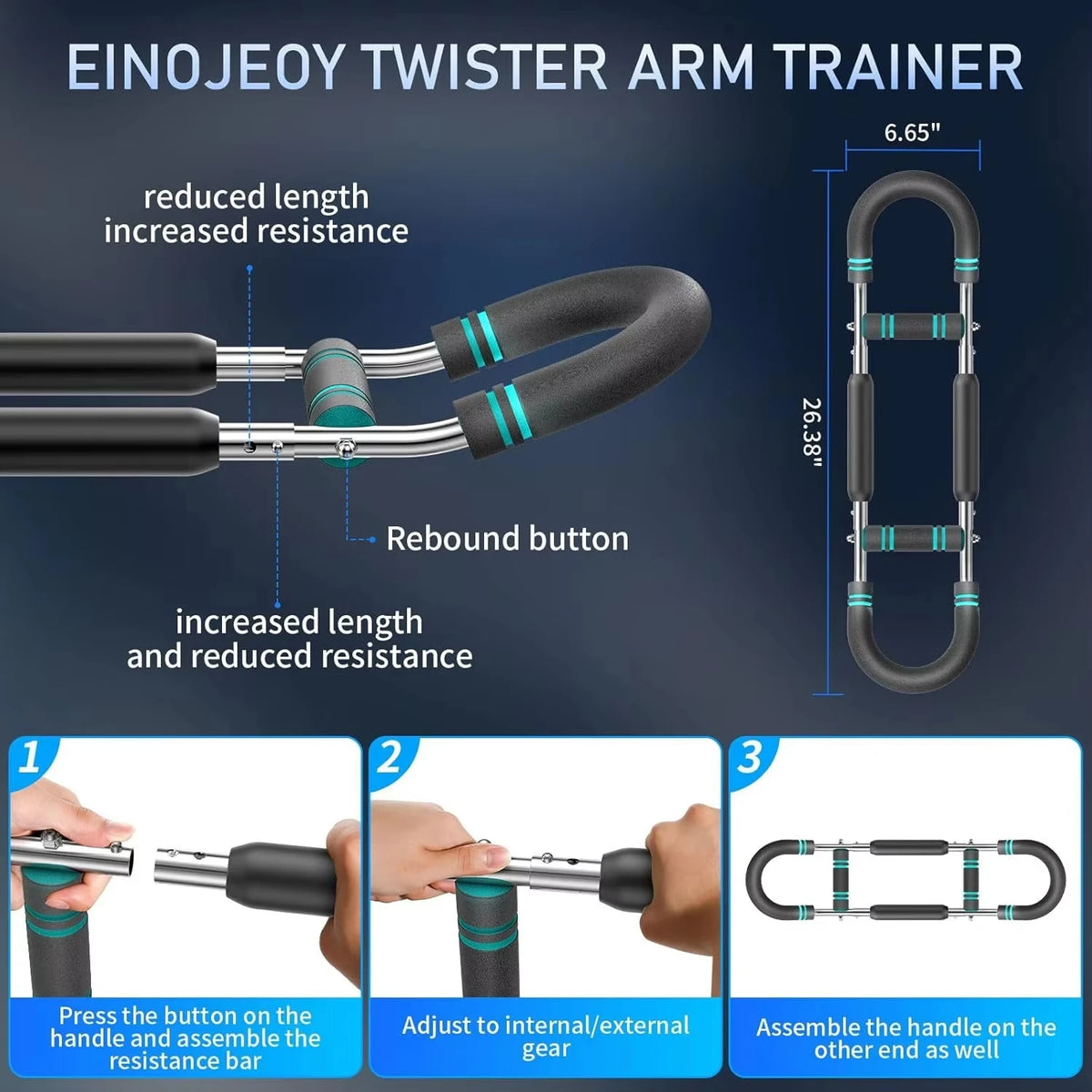 40KG U Shape Hand Gripper Strengths Twister Arm Trainer Power Twister Bar Fitness Equipment for Men and Women Home Workout
