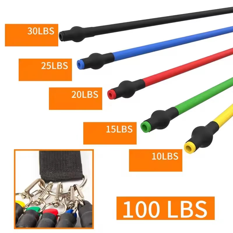 Fitness Resistance Bands Set Workout Bands with Handles Door Anchor Ankle Straps Storage Bag for Muscle Training