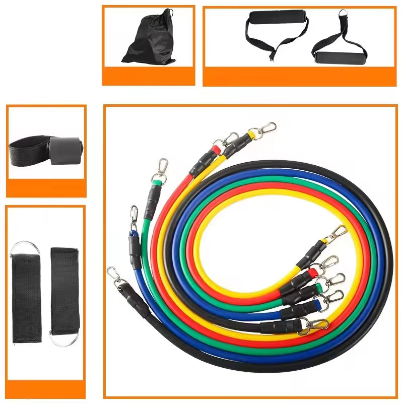Fitness Resistance Bands Set Workout Bands with Handles Door Anchor Ankle Straps Storage Bag for Muscle Training